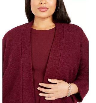 Kasper Women's Plus Open Front Cardigan Red Size 1X