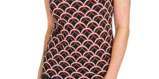 Kasper Women's Printed Sleeveless Jewel Neck Top Red Size X-Small