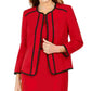 Kasper Women's Piping Trim Collarless Jacket Red Size 8