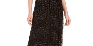 Bar III Women's Lace Overlay Midi Skirt Black Size Small