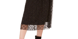 Bar III Women's Lace Overlay Midi Skirt Black Size Small