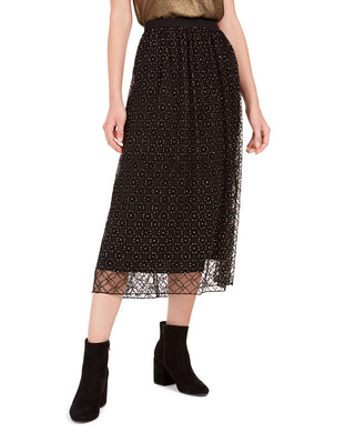 Bar III Women's Lace-Overlay Midi Skirt Black Size X-Large