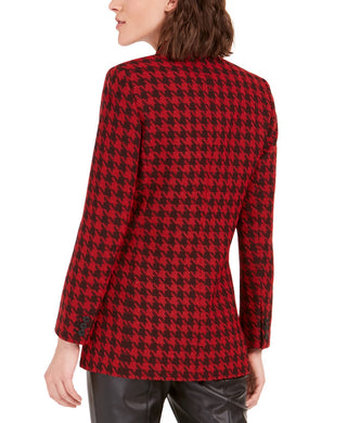 Bar III Women's Houndstooth Suit Separate Double-Breasted Suit Jacket Black Size 14