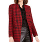 Bar III Women's Houndstooth Collarless Double-Breasted Jacket Black Size 8