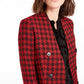 Bar III Women's Houndstooth Collarless Double-Breasted Jacket Black Size 8