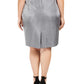 Kasper Women's Plus Metallic Pencil Skirt Silver Size Petite Small