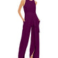INC International Concepts Women's Belted Flyaway Leg Jumpsuit Wine Size 16