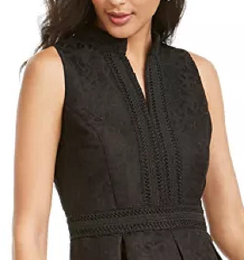 Pappagallo Women's Embroidered A-Line Dress Black Size 12