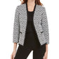 Kasper Women's Petite Zig-Zag Jacquard Knit Jacket Charcoal Size 2 P