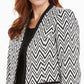 Kasper Women's Petite Zig-Zag Jacquard Knit Jacket Charcoal Size 2 P