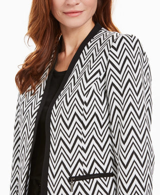 Kasper Women's Petite Zig-Zag Jacquard Knit Jacket Charcoal Size 6 P