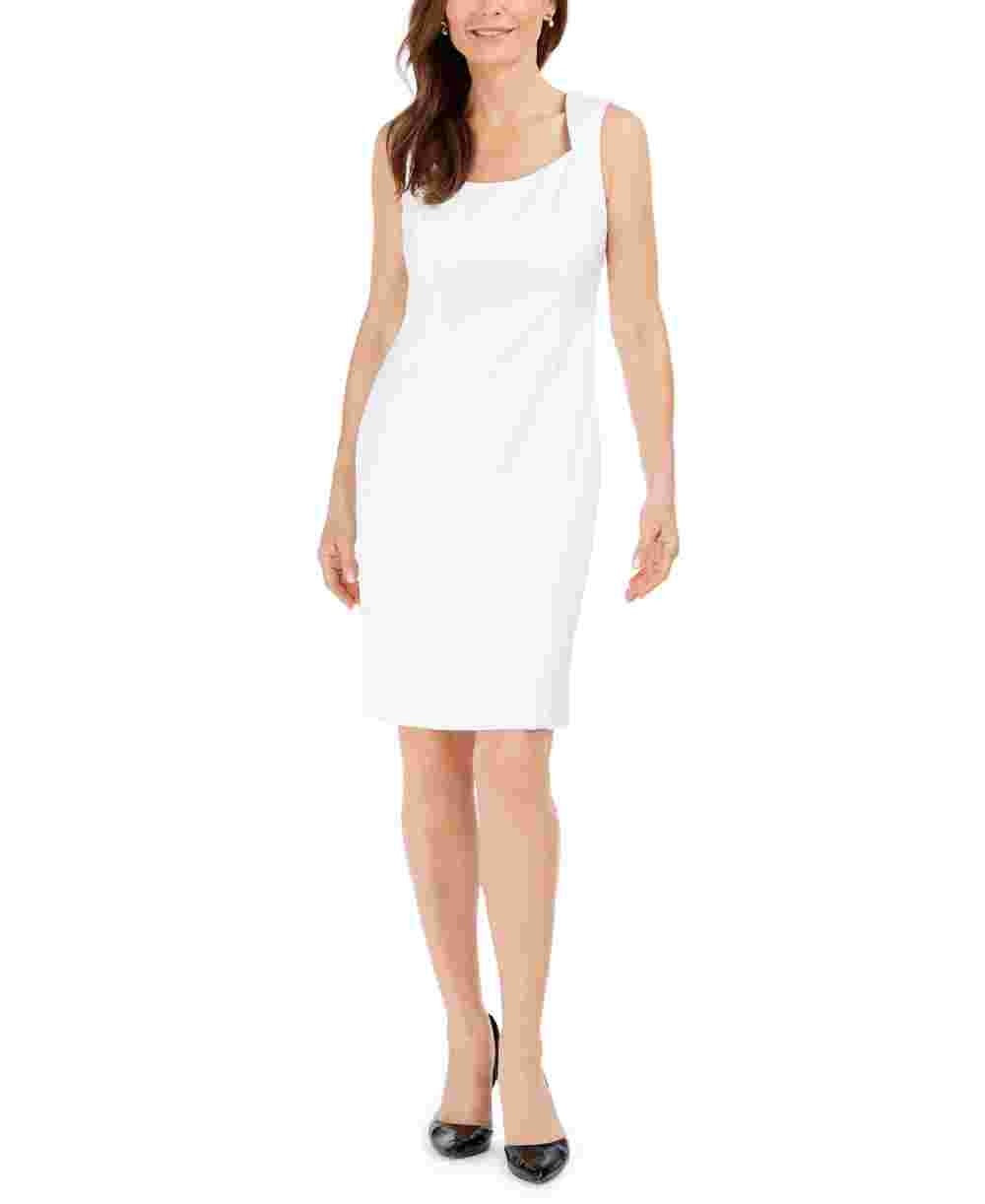 Kasper Women's Tonal Print Sheath Dress White Size 6