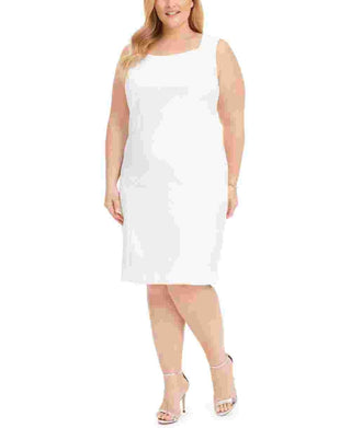 Kasper Women's Plus Size Animal-Print Jacquard Sheath Dress White Size Petite Small