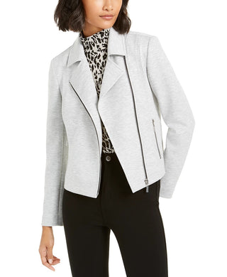 Bar III Women's Ponte-Knit Moto Jacket Gray Size Medium