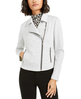 Bar III Women's Ponte-Knit Moto Jacket Gray Size Medium