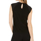 Bar III Women's Mixed-Media Draped-Neck Top Black Size X-Small