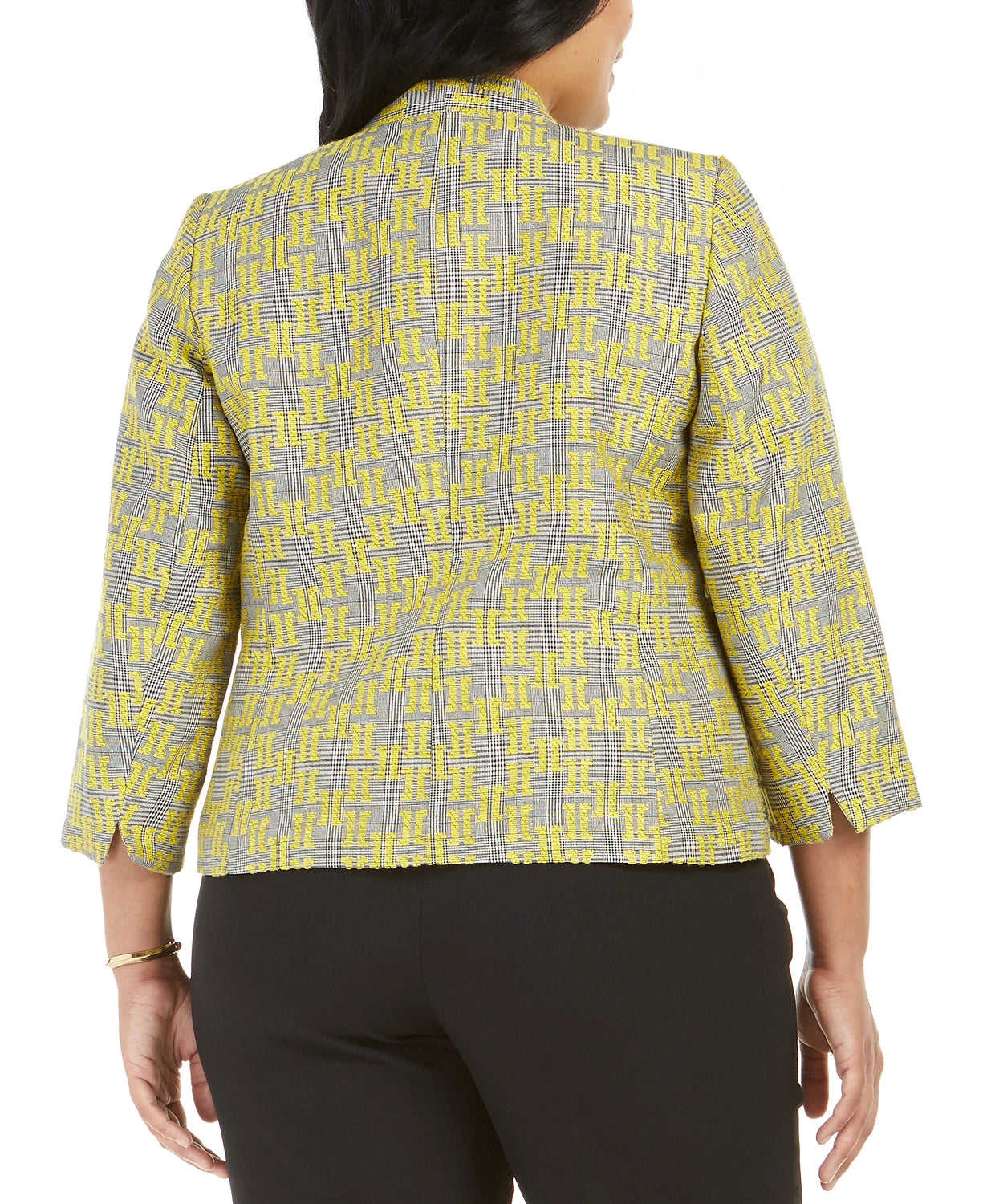 Kasper Women's Jacquard Plaid Jacket Yellow Size 22W