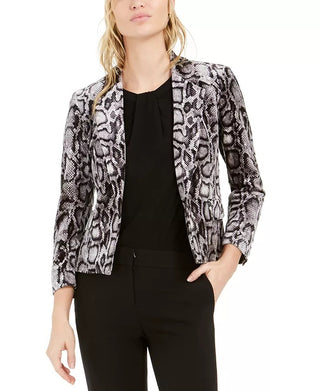 Bar III Women's Animal Print Velvet Blazer Charcoal Size 10