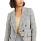 Bar III Women's Faux-Double-Breasted Plaid Blazer Black Size 6