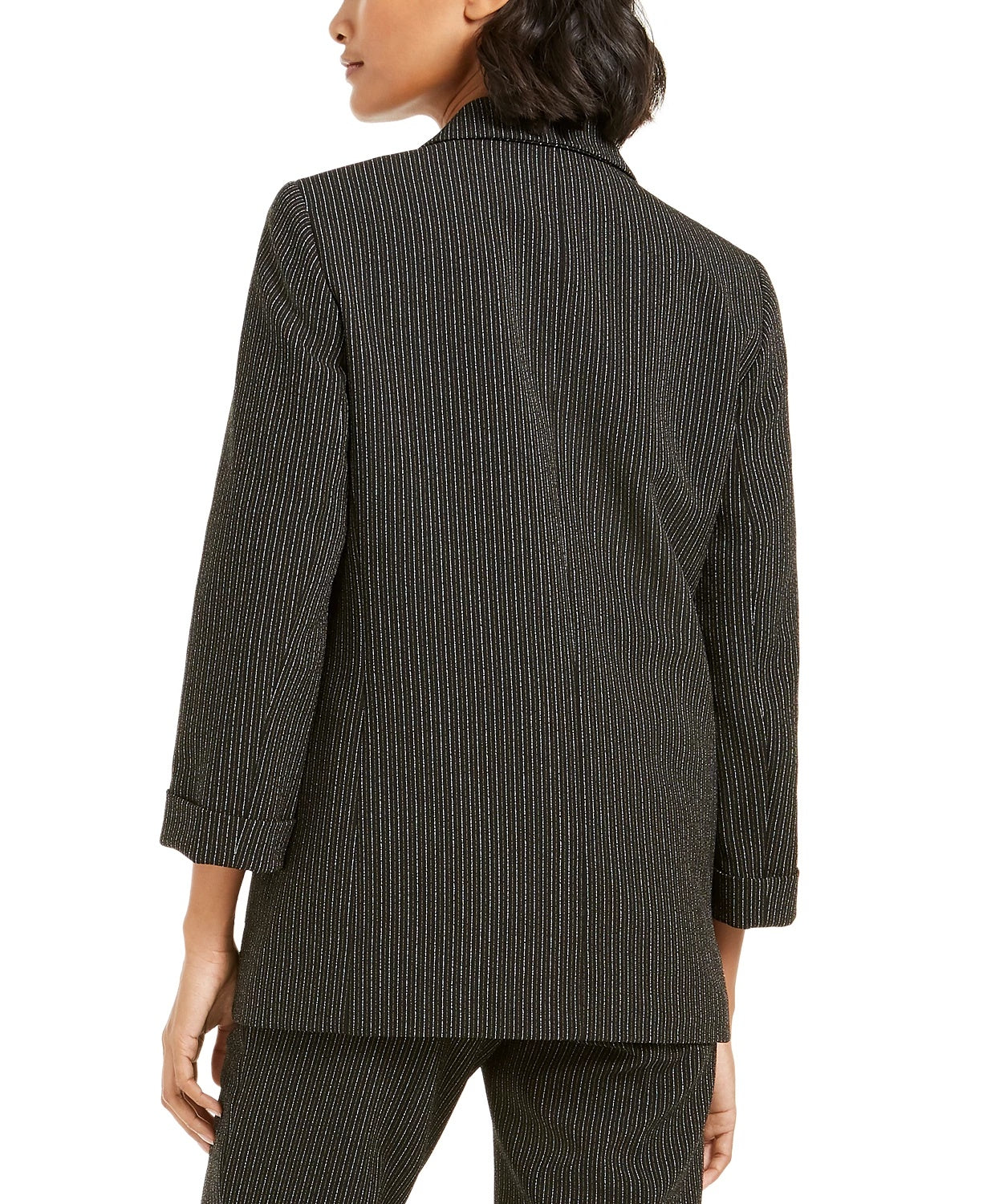 Bar III Women's Pinstripe Open-Front Blazer Charcoal Size X-Small