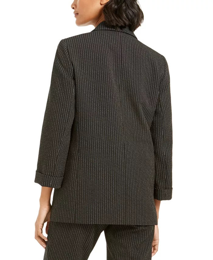 Bar III Women's Pinstripe Open-Front Blazer Charcoal Size XX Small
