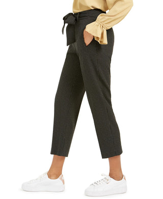 Bar III Women's Striped Tie-Waist Pants Charcoal Size 2