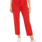 Bar III Women's Button Front Pleated Pants Red Size 2