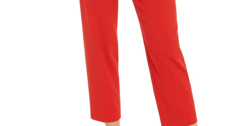Bar III Women's Button Front Pleated Pants Red Size 2