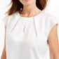 Kasper Women's Pleated-Neck Keyhole Blouse White Size X-Large