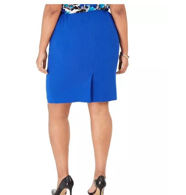 Kasper Women's Plus Pencil Skirt Blue Size 22W