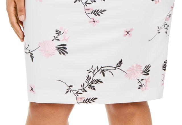 Kasper Women's Plus Size Embroidered Floral Skirt Pink Size Small