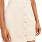 Bar III Women's Faux Suede Button Front Mini Skirt Beigekhaki Size 10