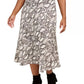 Bar III Women's Plus Snake Print Midi Skirt Beige Size 3X