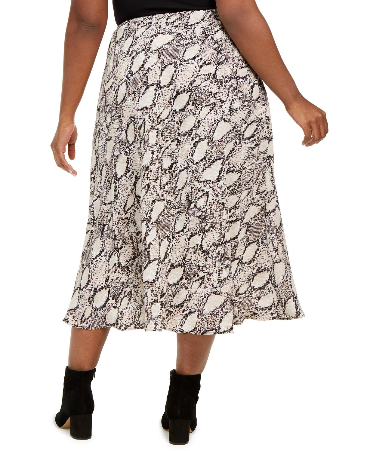 Bar III Women's Plus Snake Print Midi Skirt Beige Size 3X