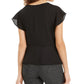 BCX Juniors' Peplum-Hem Faux-Button Top Black Size Small