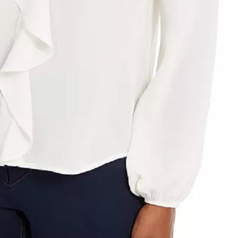 Thalia Sodi Women's Ruffled Top Natural Size Medium