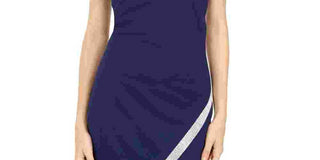 BCX Women's Sleeveless Halter Short Body Con Cocktail Dress Blue Size Large