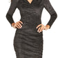 Thalia Sodi Women's Ruched Surplice Dress Black Size Medium