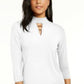 Thalia Sodi Women's Hardware-Trim Mock-Neck Top White Size X-Large
