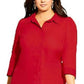 City Chic Women's Button Front Tunic Shirt Red Size 18W