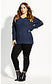 City Chic Women's Trendy Plus Size Grommet-Sleeved Sweater Dark Blue Size 22W