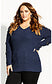 City Chic Women's Trendy Plus Size Grommet-Sleeved Sweater Dark Blue Size 22W