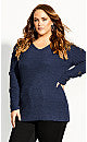 City Chic Women's Trendy Plus Size Grommet-Sleeved Sweater Dark Blue Size 22W
