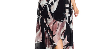 City Chic Women's Trendy Plus Sahara Printed Wrap Maxi Dress Brown Size 24W