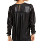 Current Air Women's Smocked Faux Leather Top Black Size Small