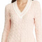 Lauren Ralph Lauren Women's Meren Cotton Cable Knit Sweater White Size Large