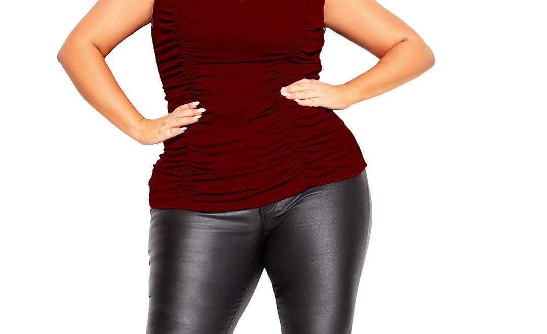 City Chic Women's Trendy Plus Size Ruched Top Red Size 20W