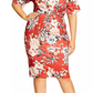 City Chic Women's Trendy Printed Twist Front Sheath Dress Orange Size 22W