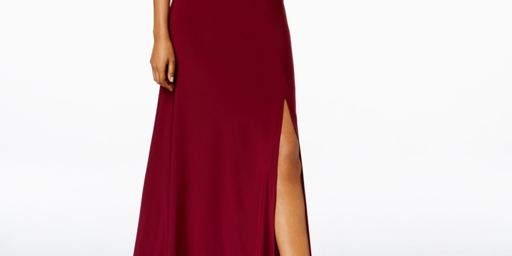 Nightway Women's Petite LaceTrim Illusion Halter Gown Wine Size 8P