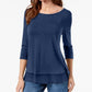 Style & Co Women's Chiffon-Hem Top Dark Blue Size Medium